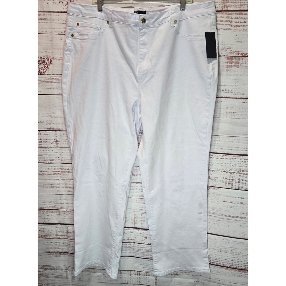 IMAN Global Chic White Stretchy Cotton Spandex Bootcut Pants NEW‎ Women 24W